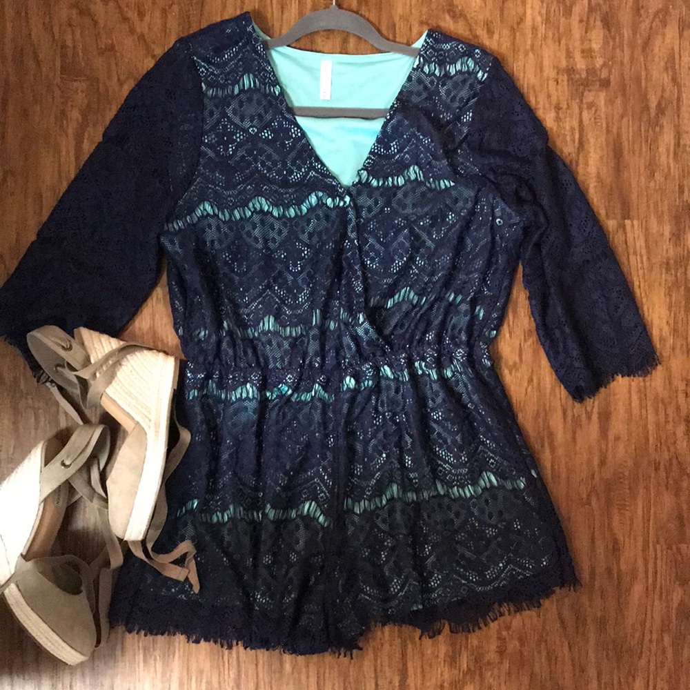 Xhilaration | blue and turquoise summer Romper